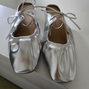 Silver Patten Leather Slide in Shoe